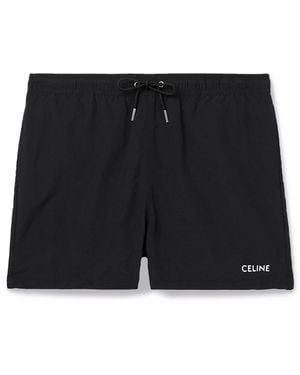 Celine Straight-Leg Mid-Length Logo-Print Swim Shorts - Black