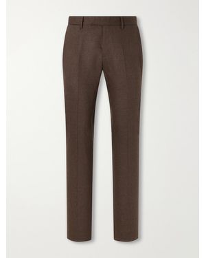 Sunspel Straight-Leg Stretch Wool-Blend Flannel Trousers - Brown