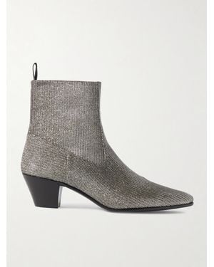Celine Metallic Ribbed-Knit Chelsea Boots - Grey
