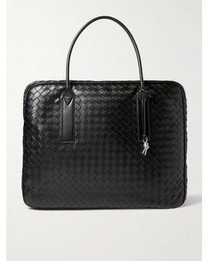 Bottega Veneta Large Intrecciato Embellished Leather Briefcase - Black