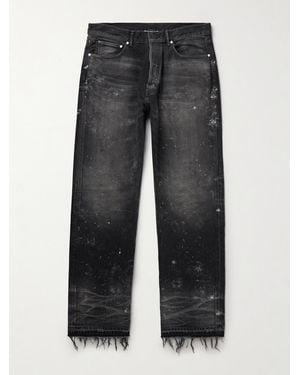 John Elliott Wyatt Straight-Leg Distressed Paint-Splattered Jeans - Grey