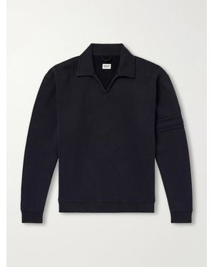 Bode Crew Polo Cotton-Jersey Sweatshirt - Blue