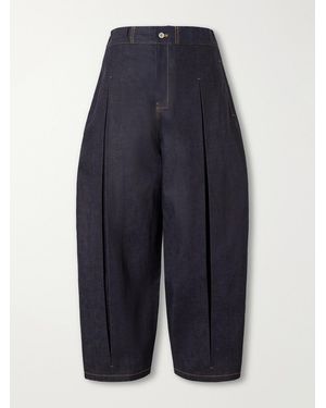 SAGE NATION Barrel-Leg Pleated Jeans - Blue