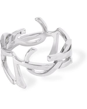 Saint Laurent Cassandre-Tone Ring - White