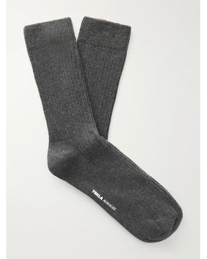 Tekla Auralee Ribbed Organic Cotton-Blend Socks - Grau