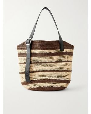 Loewe Paula's Ibiza Loop Basket Leather-Trimmed Raffiatote Bag - Natural