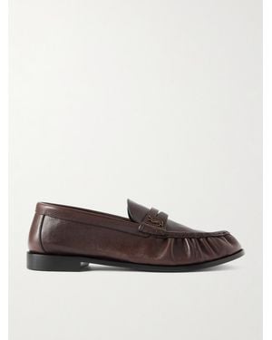 Saint Laurent Le Loafer Monogram Logo-appliquéd Full-grain Leather Penny Loafers - Brown
