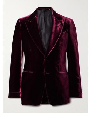 Tom Ford Shelton Velvet Tuxedo Jacket - Red
