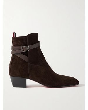Christian Louboutin Rosalio Jodhpur Buckled Leather-Trimmed Suede Chelsea Boots - Brown