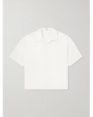 Loewe Camp-collar Logo-embroidered Cotton-twill Shirt - White