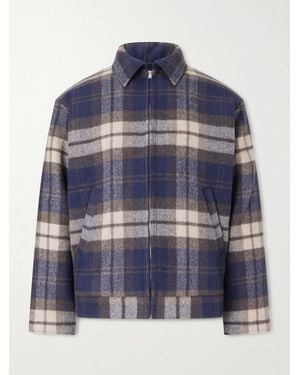 WTAPS Wrecker Padded Checked Melton Wool-Blend Jacket - Blue
