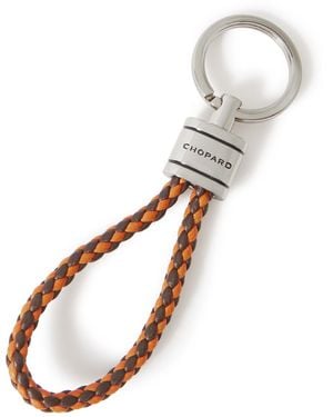 Chopard Braided Leather And-Tone Keyring - White