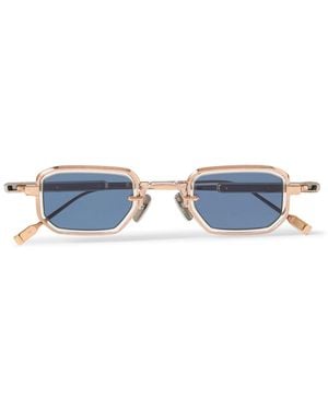 sato Deneb-t Square-frame Gold-tone Titanium Sunglasses - Blue