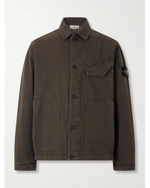 Stone Island Garment-Dyed Panama Cotton-Canvas Jacket - Gray