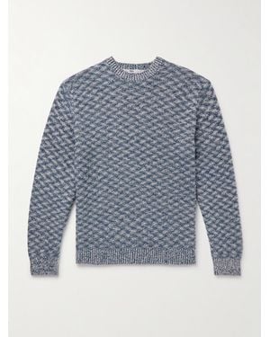 Inis Meáin Claiochai Merino Wool And Cashmere-Blend Jacquard Jumper - Blue