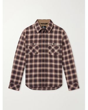 Moncler Checked Brushed Cotton And Lyocell-Blend Shirt - Brown