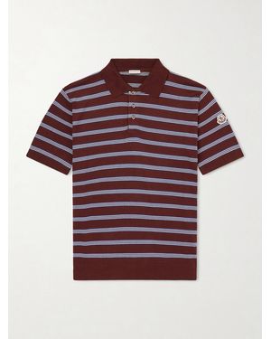 Moncler Logo-Appliquéd Striped Cotton Polo Shirt - Red