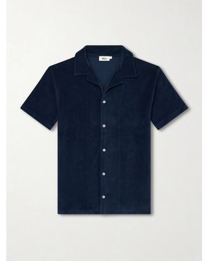 Altea Harvey Camp-Collar Cotton-Terry Shirt - Blue