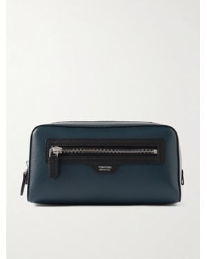 Tom Ford Textured-leather Wash Bag - Blue