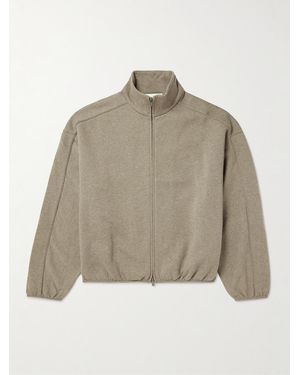 Fear Of God Oversized Logo-Appliquéd Cotton-Blend Jersey Zip-Up Sweatshirt - Natural