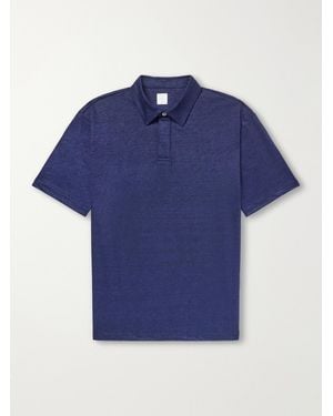 Eleventy Linen-Jersey Polo Shirt - Blue