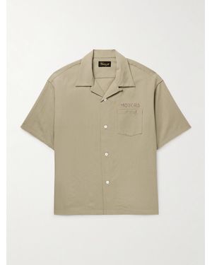 Visvim Crosby Convertible-Collar Embroidered Wool And Linen-Blend Shirt - Natural