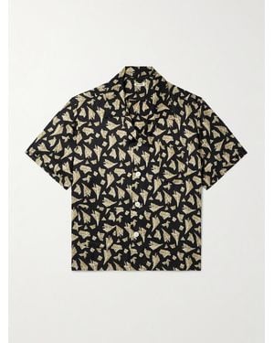 Bode Paper Hat Camp-Collar Printed Satin Shirt - Nero