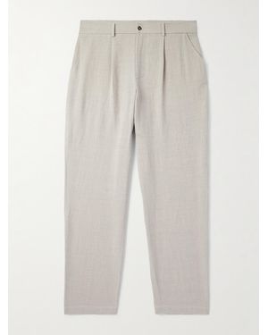 De Bonne Facture Wide-leg Pleated Linen And Wool-blend Trousers - White