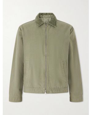 MR P. Corduroy-Trimmed Organic Cotton Coach Jacket - Green