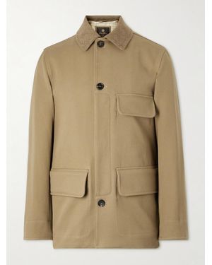 Loro Piana Barth Caban Felt And Leather-Trimmed Cotton-Gabardine Jacket - Natural