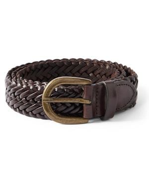 Morjas 3cm Woven Leather Belt - Brown