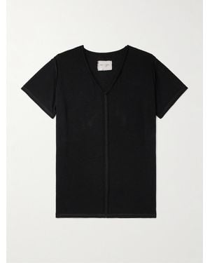 Greg Lauren Panelled Cotton-Jersey T-Shirt - Black