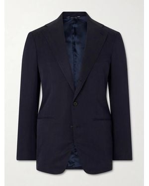 Saman Amel Slim-Fit Silk And Linen-Blend Suit Jacket - Blu