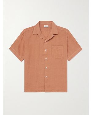 Hartford Palmito Mc Convertible-collar Linen Shirt - Orange