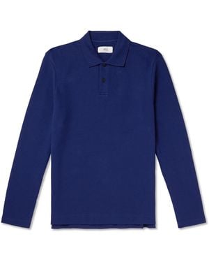 MR P. Waffle-knit Organic Cotton-jersey Polo Shirt - Blue