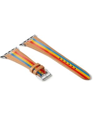 La Californienne Primary Striped Leather Watch Strap - Metallic
