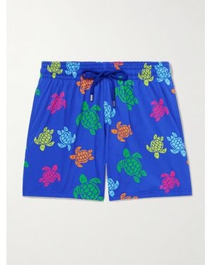 Vilebrequin Moonrise Straight-Leg Mid-Length Printed Swim Shorts - Blue