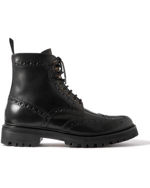 Grenson Fred Leather Brogue Boots - Black