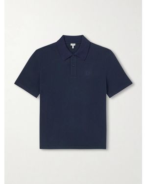 Loewe Slim-Fit Logo-Embroidered Cotton-Piqué Polo Shirt - Blu