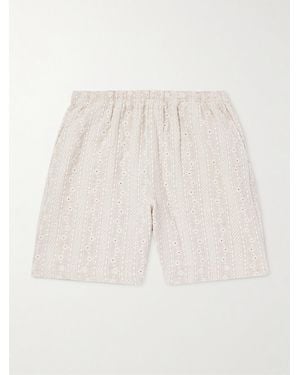 Richard James Gerade geschnittene Shorts aus einer bestickten Baumwoll-Leinenmischung - Natur