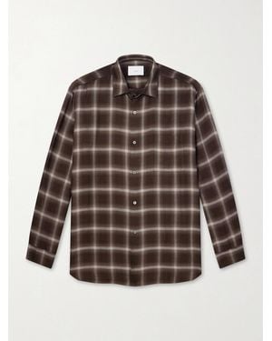 Ssstein Checked Lyocell-blend Gauze Shirt - Brown