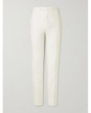 Kingsman Herringbone Linen-Twill Tuxedo Trousers - Natural