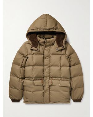 RRL Ellis Quilted Padded Shell Hooded Jacket - Brown