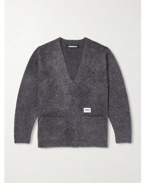 Neighborhood Logo-appliquéd Brushed Cardigan - Grey