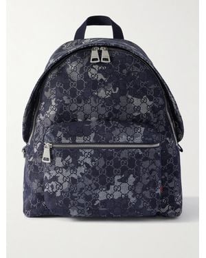 Gucci Logo-jacquard Canvas Backpack - Blue