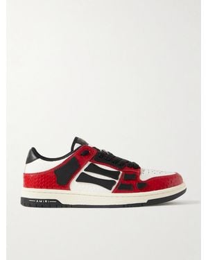 Amiri Skel-Top Appliquéd Snake-Effect Leather Trainers - Red