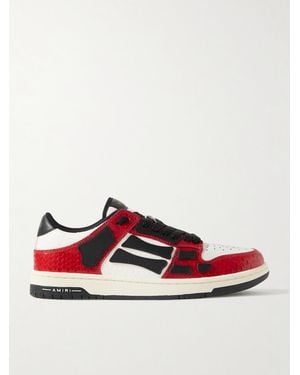 Amiri Skel-top Appliquéd Snake-effect Leather Trainers - Red