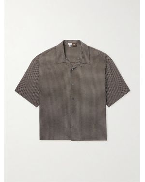 Loewe Paula's Ibiza Convertible-Collar Checked Linen-Blend Shirt - Grey