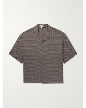 Loewe Paula's Ibiza Convertible-Collar Checked Linen-Blend Shirt - Grey