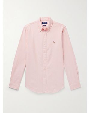 Polo Ralph Lauren Button-Down Collar Striped Cotton-Poplin Shirt - Pink